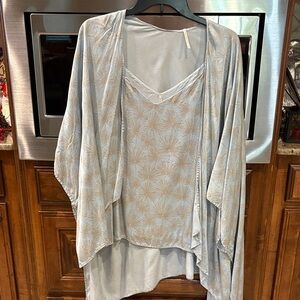 Light Blue Patterned Women's Robe with camisole top